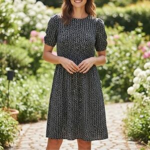 Michael Michael Kors Butterfly Print Pleated Crepe Midi Dress Size PL